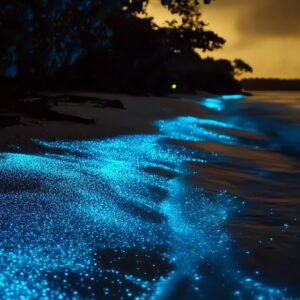✨ Noche mágica en la bahía bioluminiscente